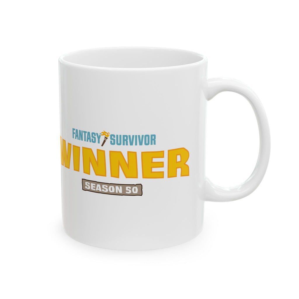 Fantasy Survivor Mug - Season 50 Winner Ceramic Coffee Cup (11oz, 15oz)